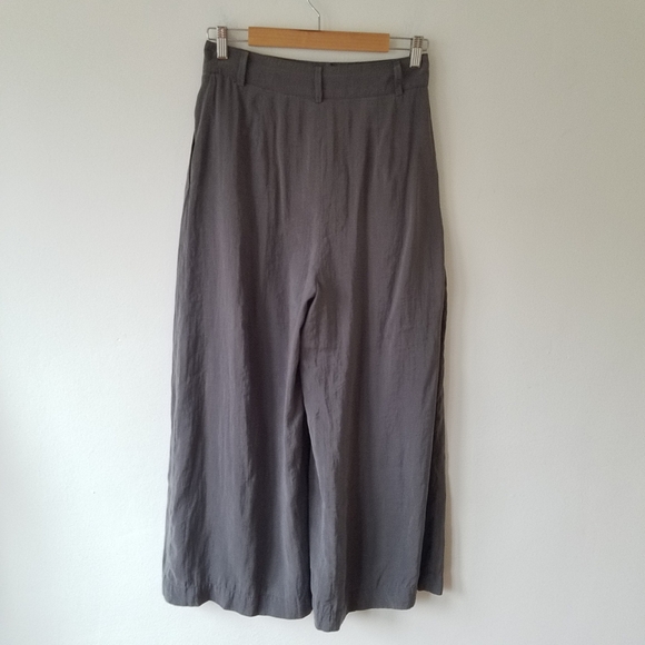 Zara Indetex High Waisted Ultra Wide Leg Pleated Grey Palazzo Pants Size Small - Picture 2 of 12